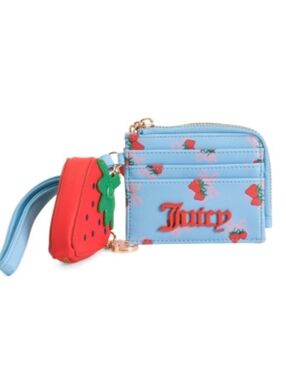 Juicy Couture-Sweet Strawberry 🍓 Card Holder/Wristlet - 🩵❤️